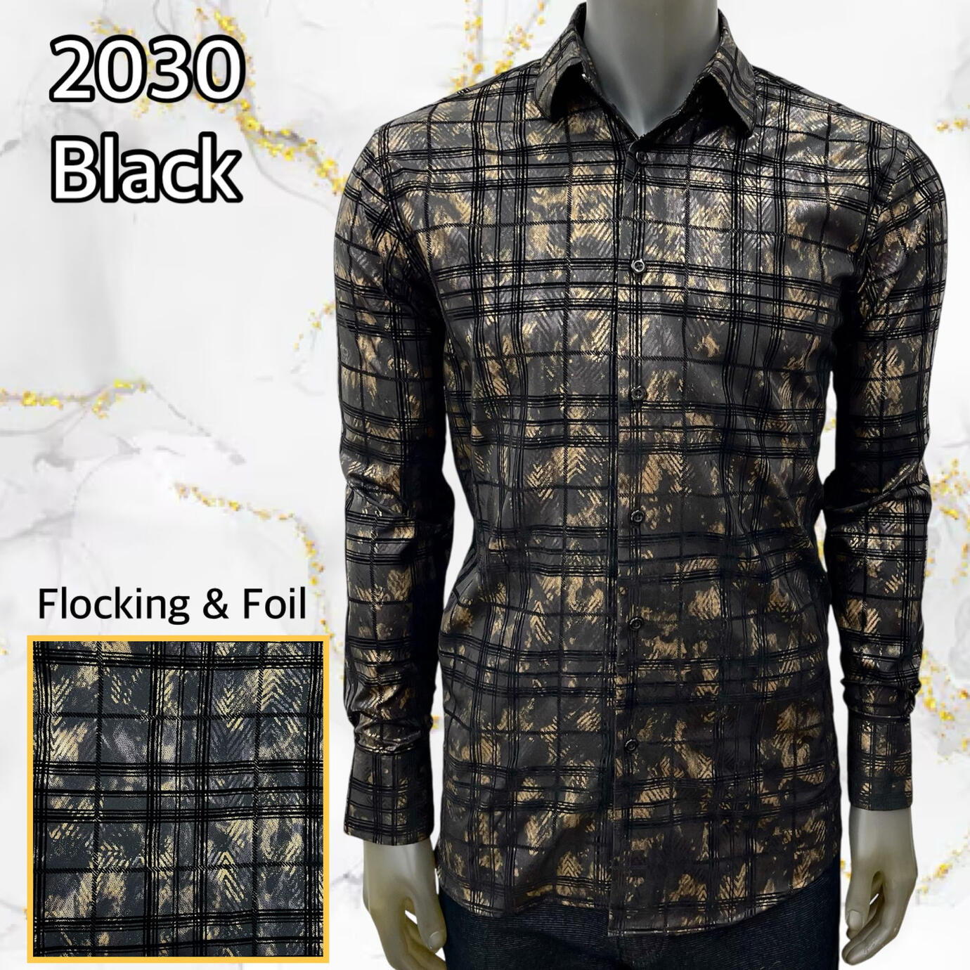 Flocked and Foil Black Shirt
